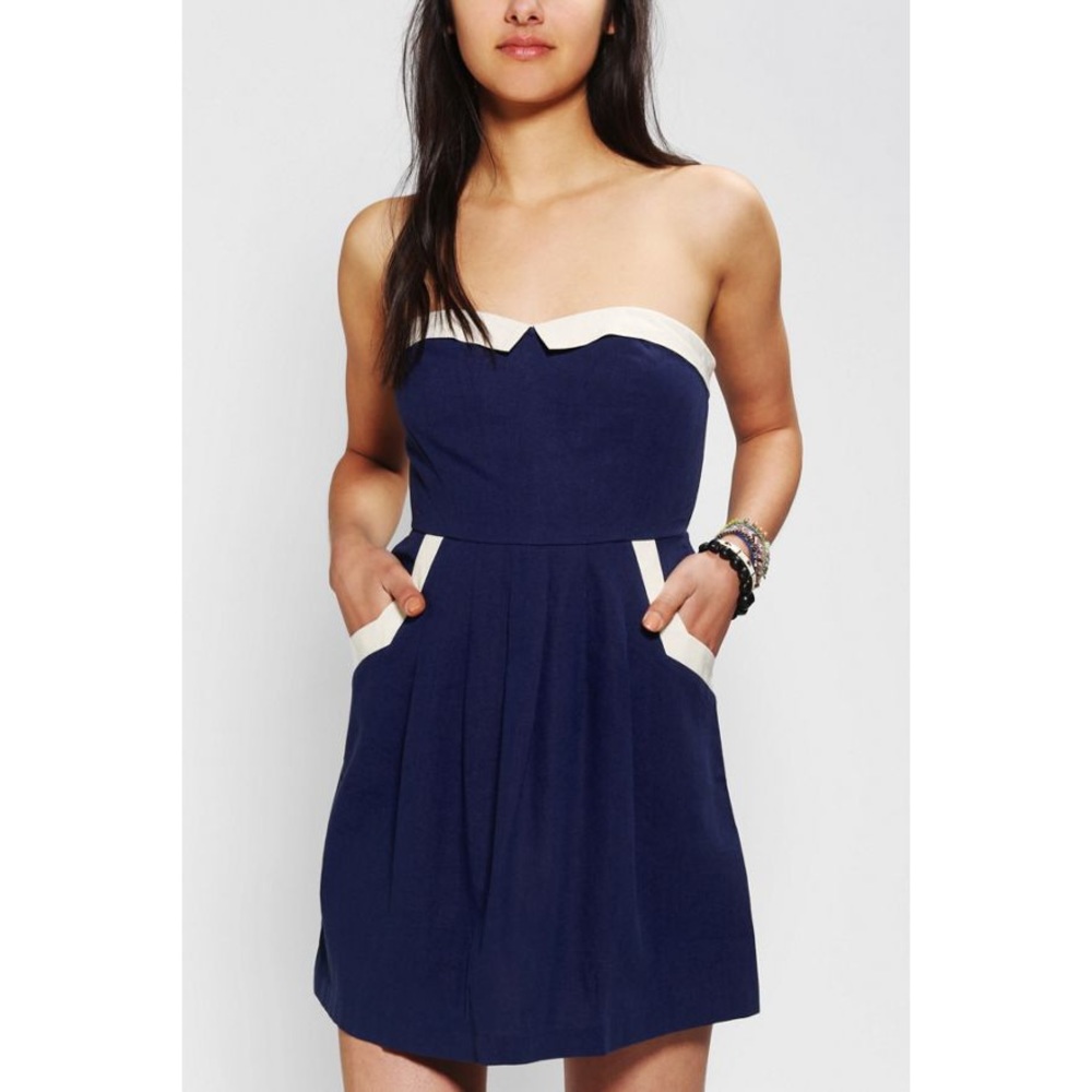 UO Citizen Cope Navy Strapless Dress